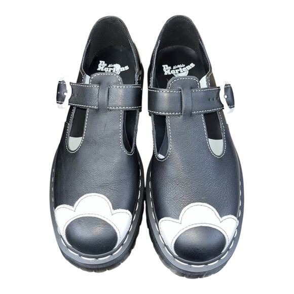 NEW DR. MARTENS Sz 10 Bethan Pisa daisy Leather Platform Mary Jane Black Womens - Picture 2 of 5